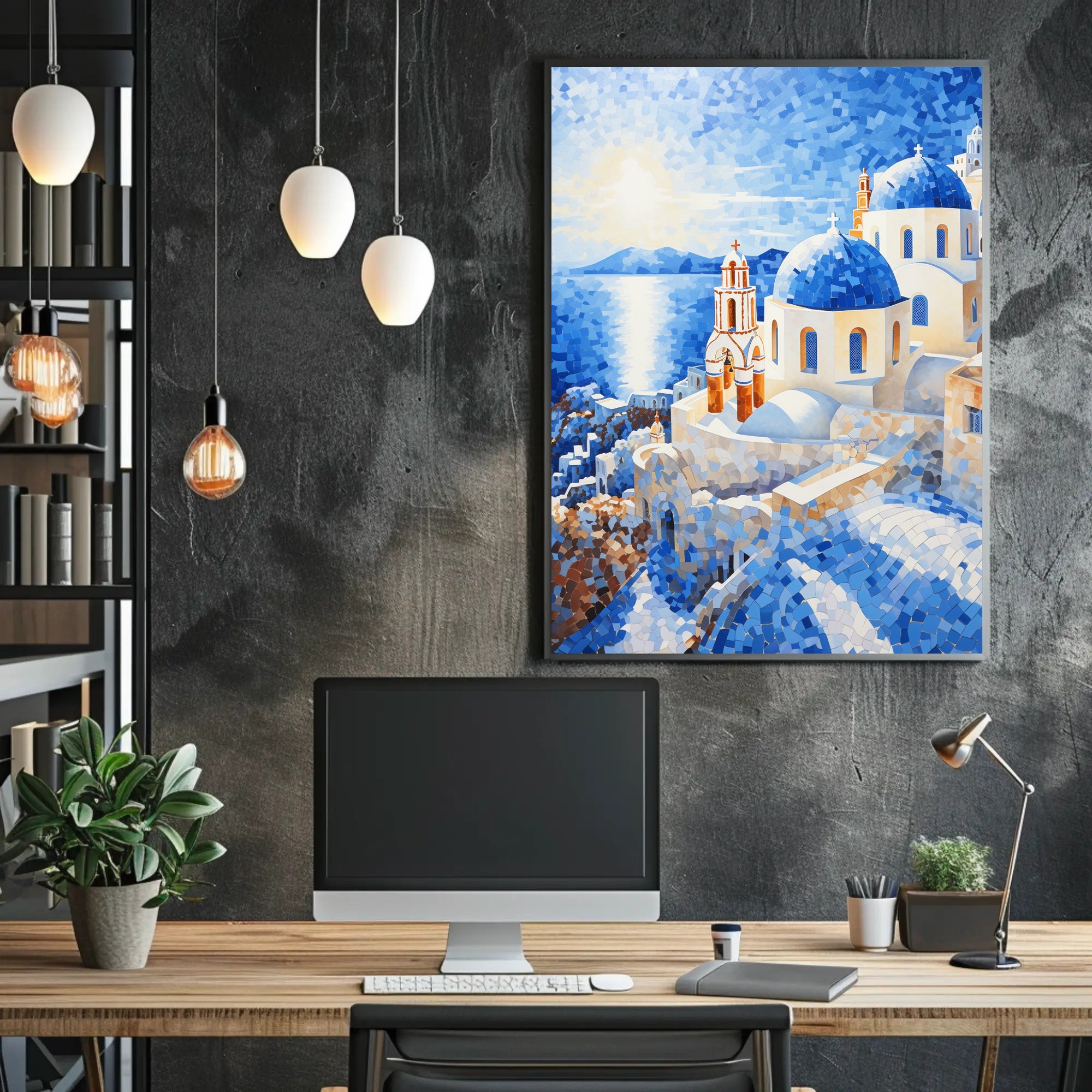 Santorini Mosaic Poster