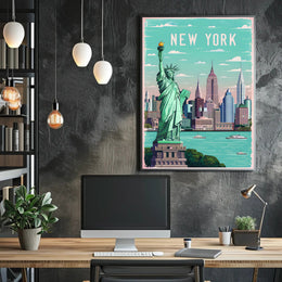 Iconic New York City Panorama Poster Vintage Wall Art