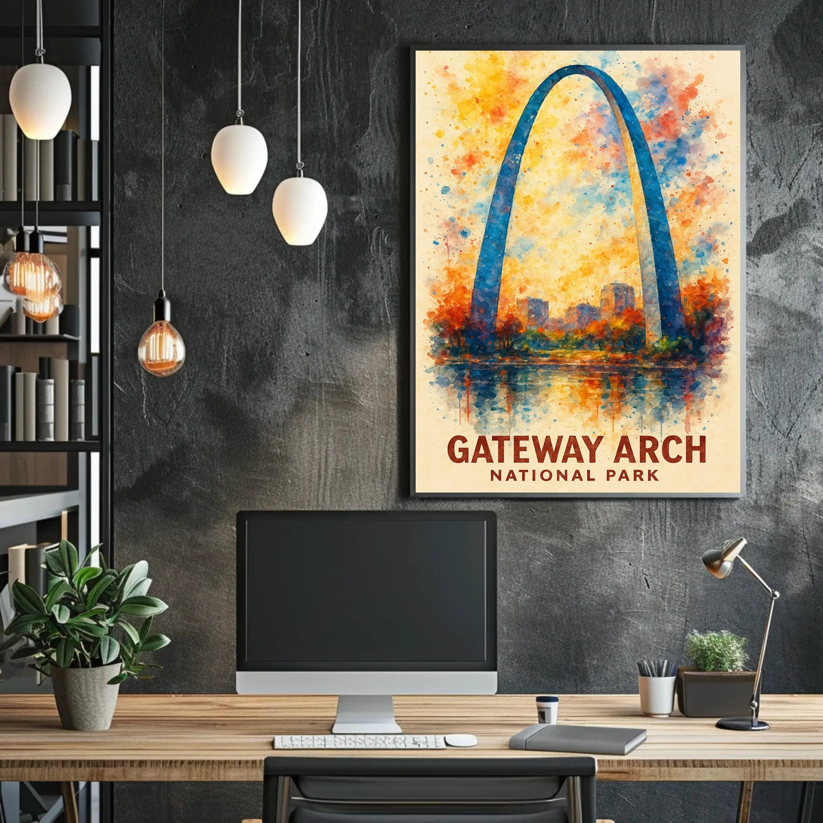 Gateway Arch Vibrant Watercolor Poster Art Print