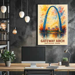 Gateway Arch Vibrant Watercolor Poster Art Print