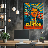 Bill Clinton 42nd President of the United States Colorful Comic Book Style Poster