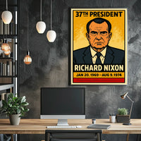 Richard Nixon 37th President of the United States Inked Comic Style Poster