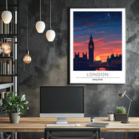 London Sunset Cityscape Illustration - Urban or Cityscape Poster