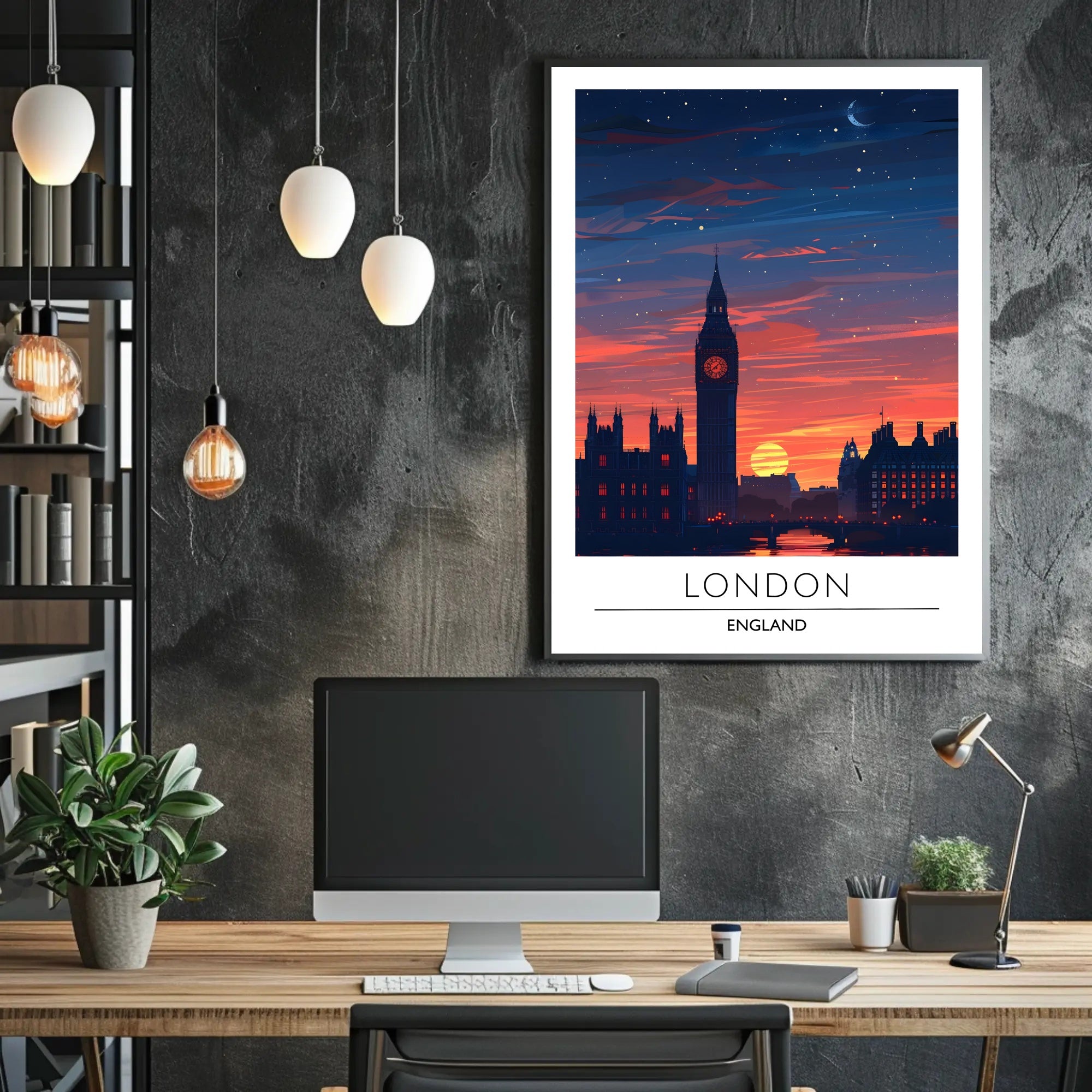 London Sunset Cityscape Illustration - Urban or Cityscape Poster