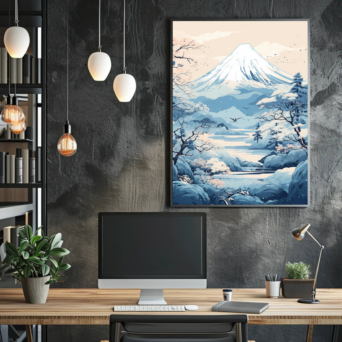 Serene Japanese Landscape Inspired Artistic Poster