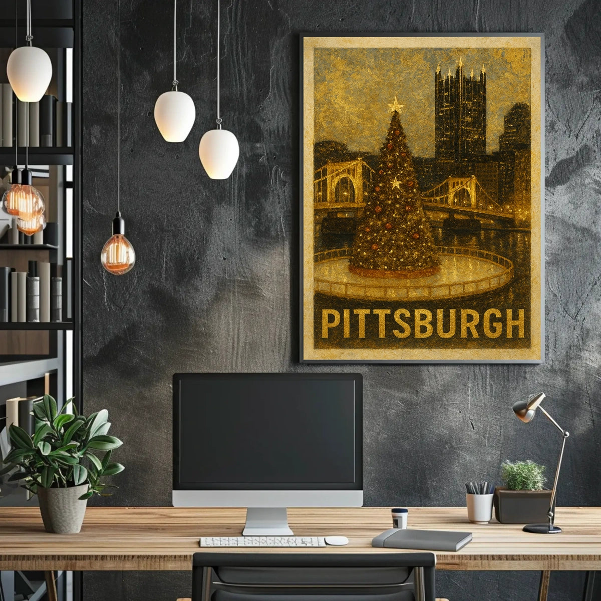 Pittsburgh Holiday Scene Poster