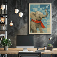 Winter Elephant Delight Poster
