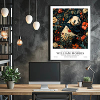 Elegant Panda Among Flowers Victorian Heritage Poster