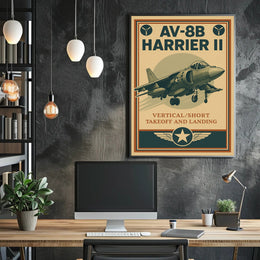 AV-8B Harrier II Retro Military Recruitment Poster