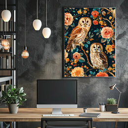 Owls And Blossoms William Morris Art Poster