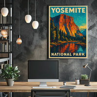 Yosemite Vintage Adventure El Capitan Landscape Retro Travel Art Deco Scenic Nature Lovers Poster