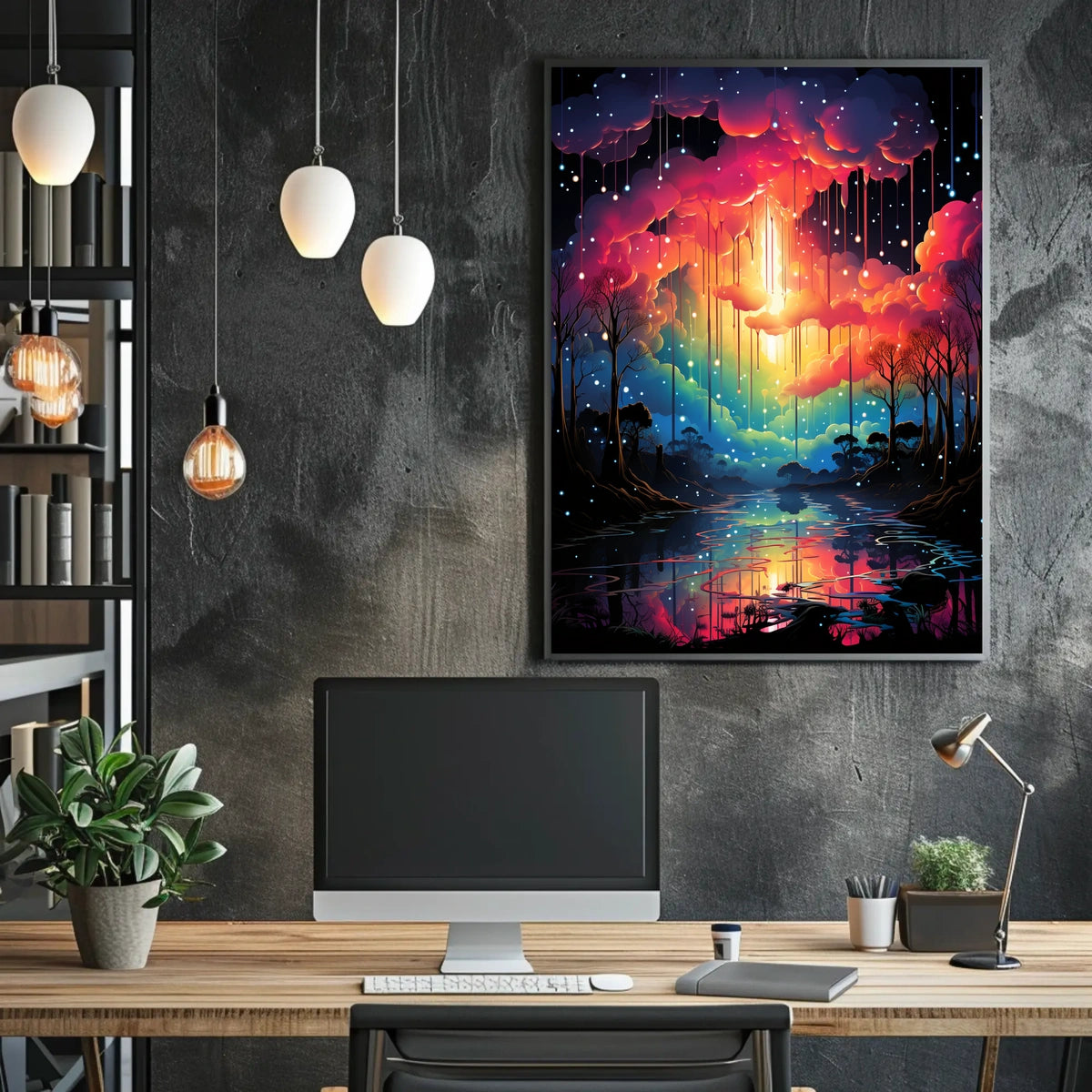 Dreamscape Multicolored Landscape Artistic Poster