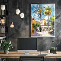 Sunlit Mediterranean Plaza Poster PosterGoat