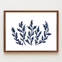 Abstract Botanical Minimalist Poster: Blue Foliage Design