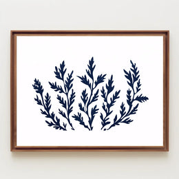 Abstract Botanical Minimalist Poster: Blue Foliage Design