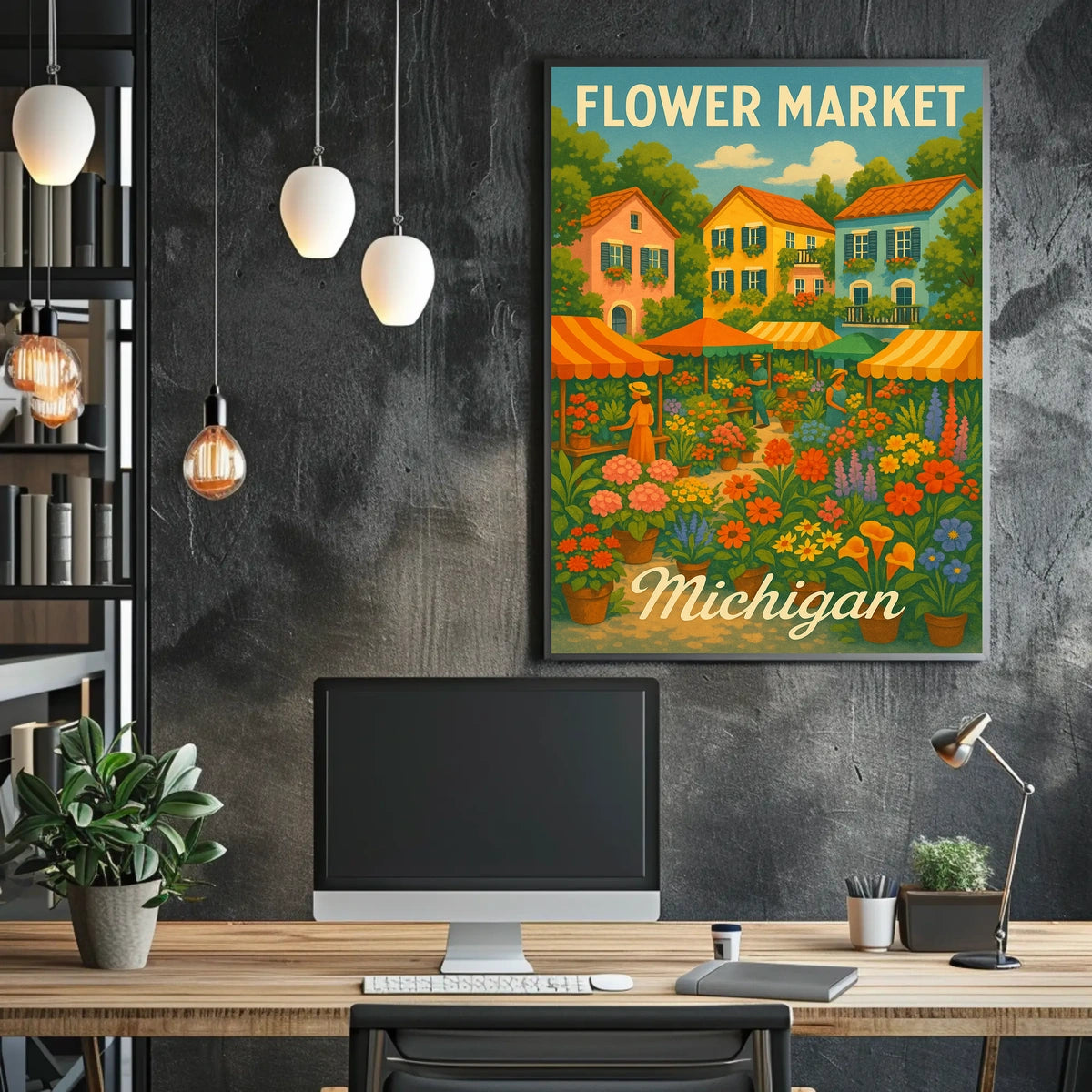 Flower Market In Michigan Poster