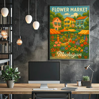 Flower Market In Michigan Poster