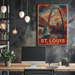 St Louis Gateway Arch Vintage Travel Poster
