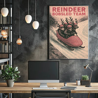 Reindeer Bobsled Team Poster