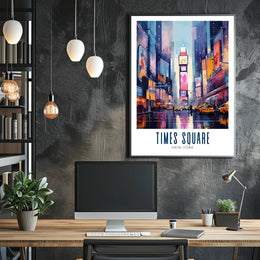 Times Square Vibrant Urban Life Poster Modern Wall Art