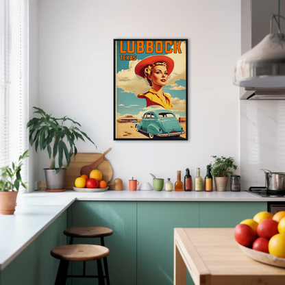 Lubbock Texas Retro Americana Vintage Travel Poster