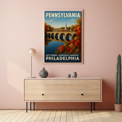 Pennsylvania Gettysburg Longwood Gardens Travel Poster