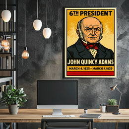 John Quincy Adams 6th President of the United States Inked Comic Style Poster