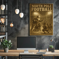 North Pole Football Vintage Holiday Sports Poster