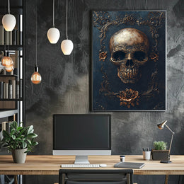 Ornate Skull And Roses Poster