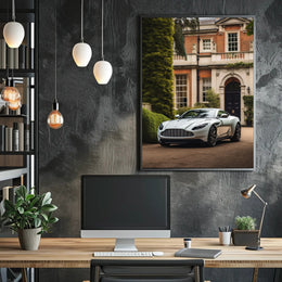 Luxury Sports Car in Front of Classic Mansion Poster