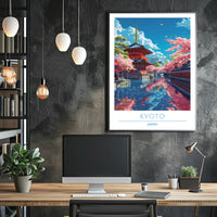 Kyoto Serenity: Cherry Blossoms & Pagoda Cultural Poster