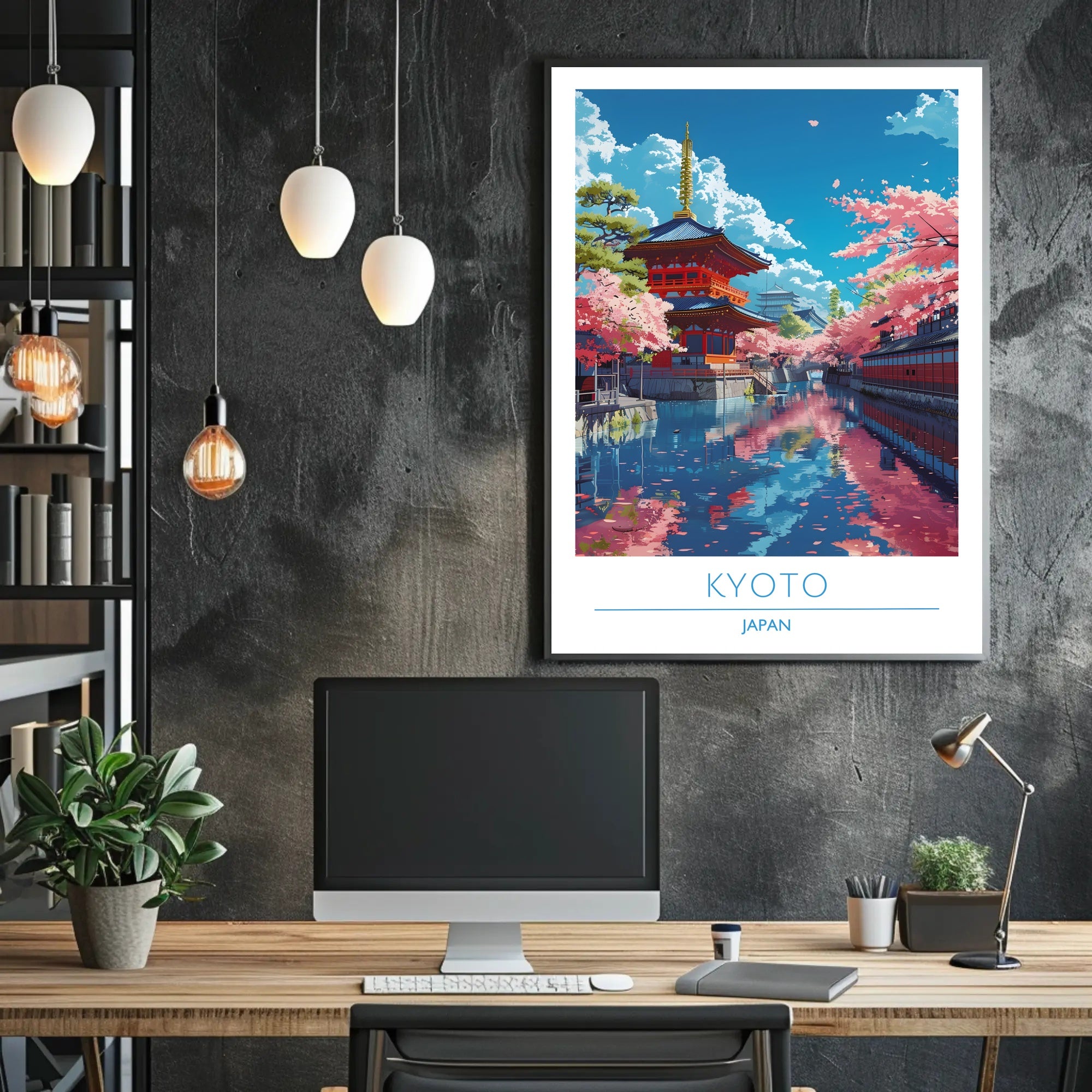 Kyoto Serenity: Cherry Blossoms & Pagoda Cultural Poster