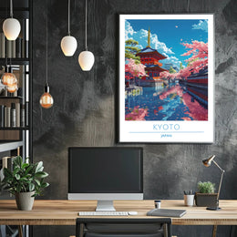 Kyoto Serenity: Cherry Blossoms & Pagoda Cultural Poster