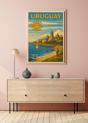 Uruguay Coastal Scene Vintage Travel Poster
