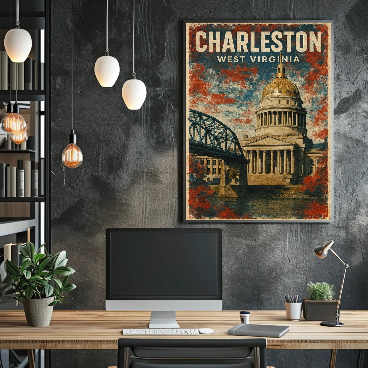 Charleston WV Skyline Wanderlust Minimalist Poster