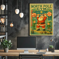 North Pole Gym Vintage Christmas Poster Art