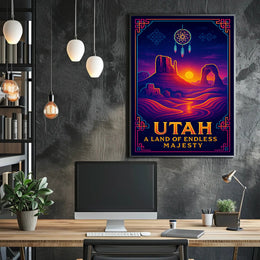 Utah Landscapes Illustrated National Park Poster