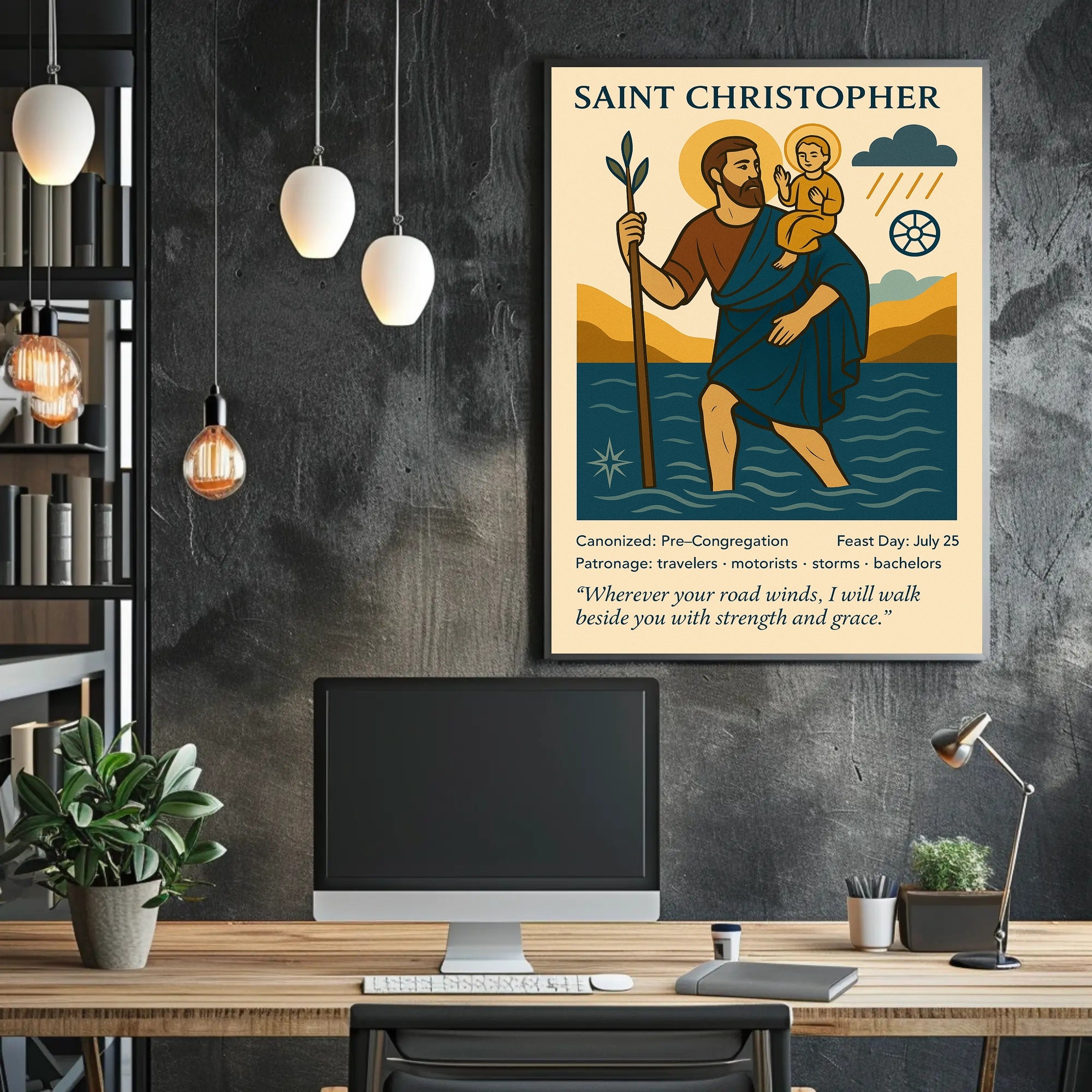 Saint Christopher Vintage Iconography in Mythology Poster