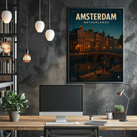 Serene Amsterdam Evening Travel Poster PosterGoat