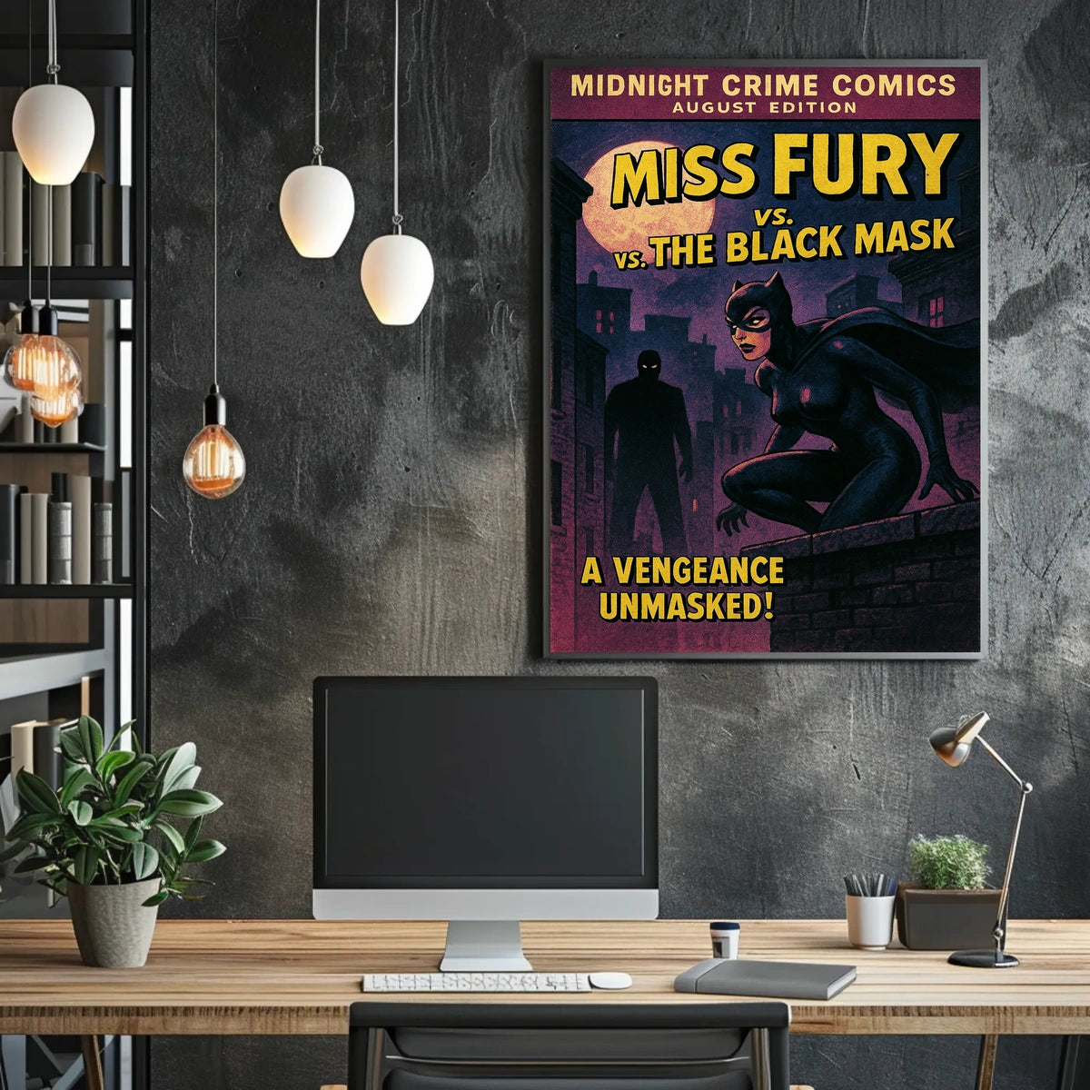 Miss Fury Vintage Comic Nighttime Adventure Pop Culture Poster