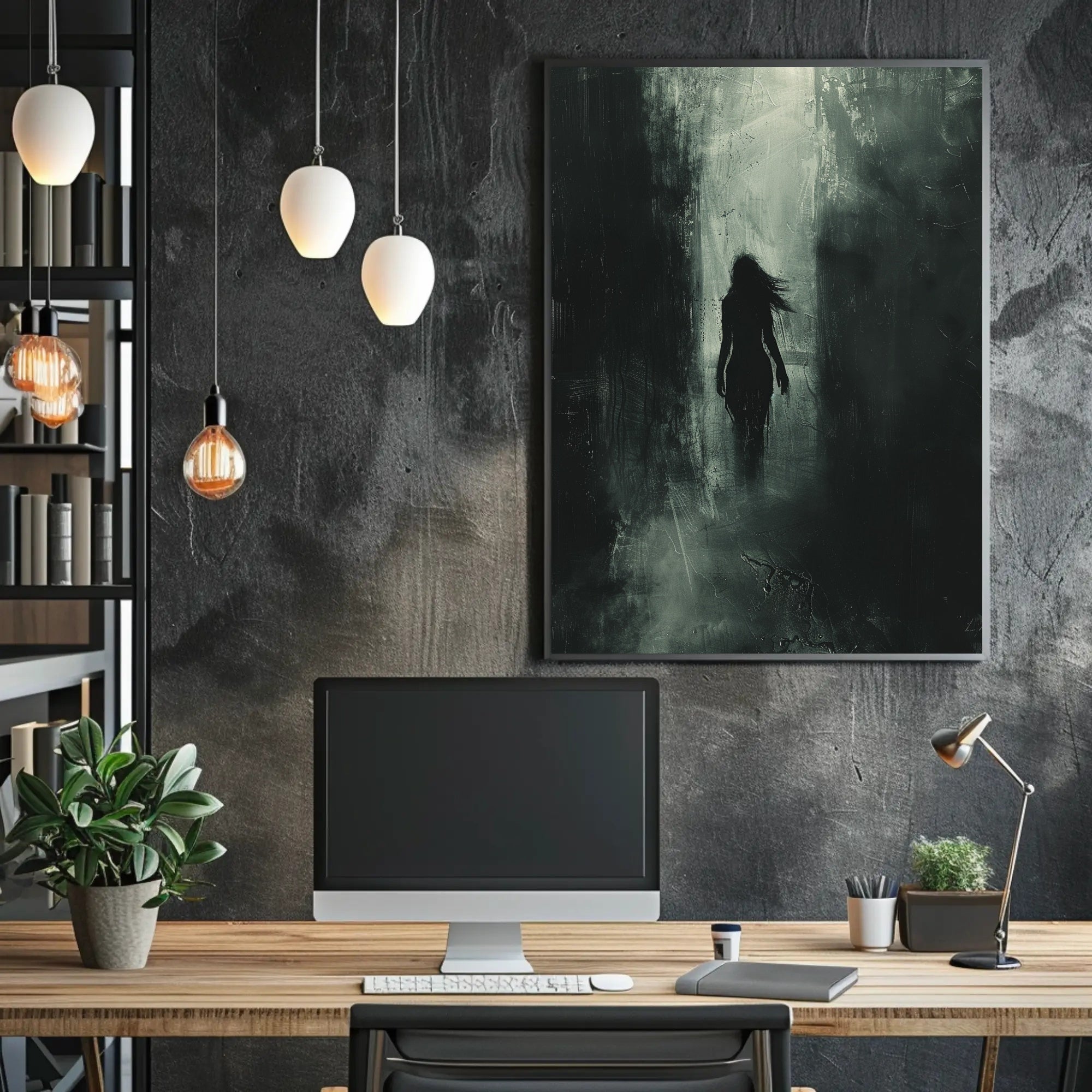 Dark Silhouette: Enigmatic Urban Art Poster PosterGoat
