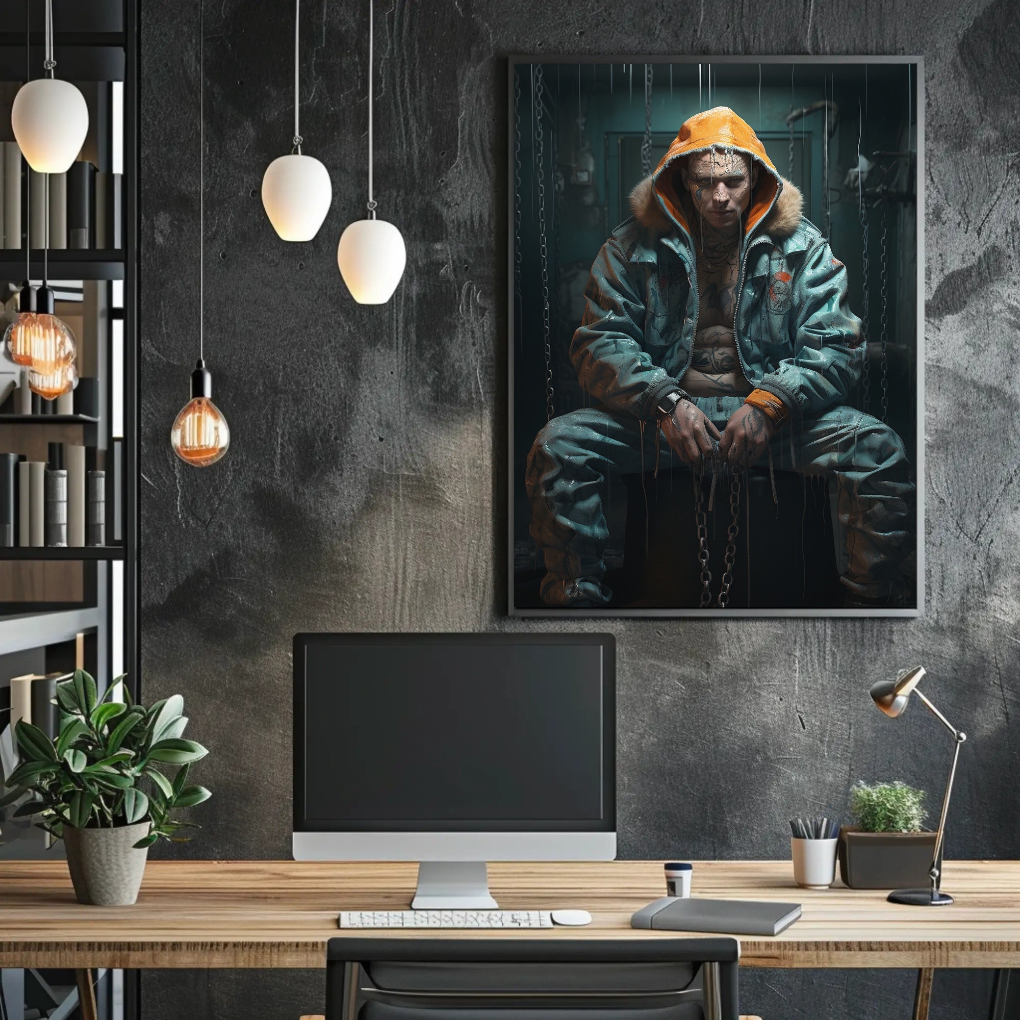 Futuristic Dystopian Character in Urban Scene - Sci-Fi Poster
