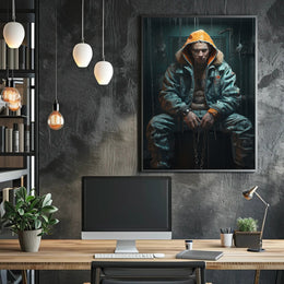 Futuristic Dystopian Character in Urban Scene - Sci-Fi Poster
