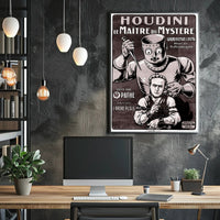 Houdini Robot Illusion: Vintage Suspense Movie Poster