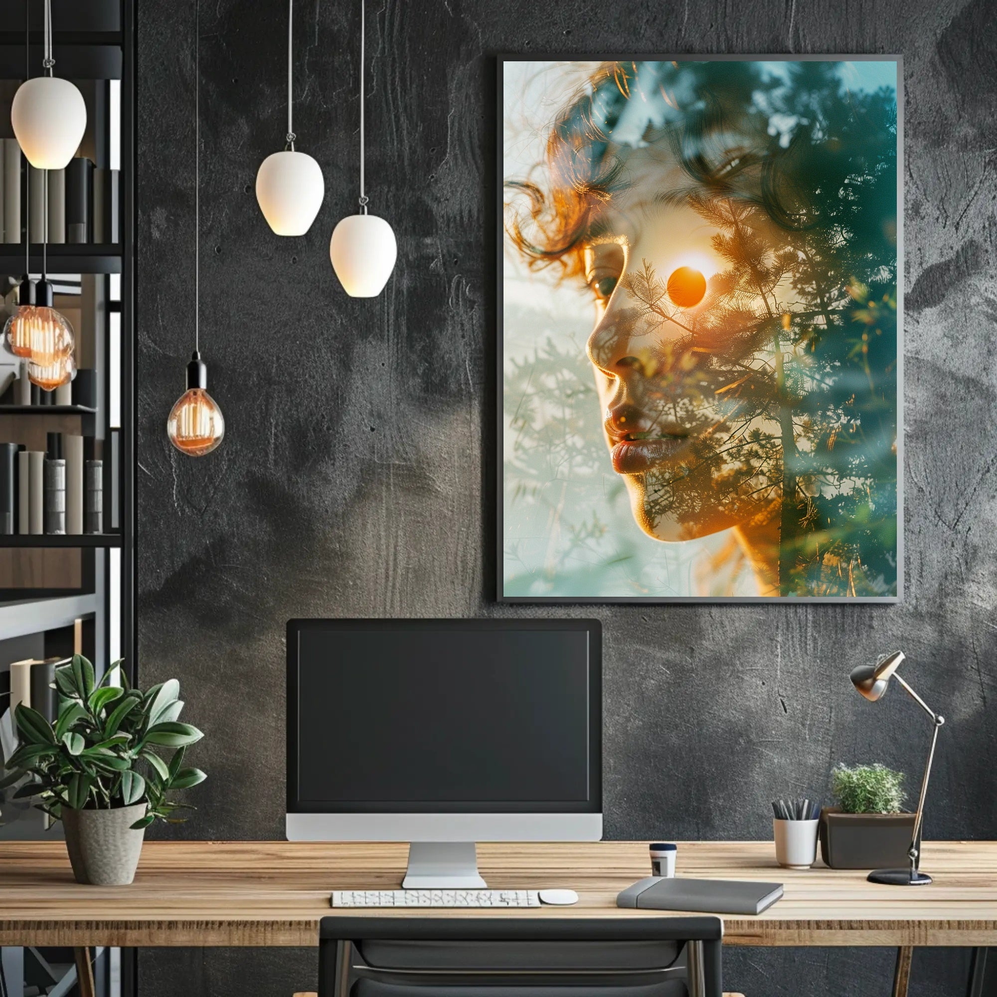Dreamy Double Exposure Nature Harmony Poster PosterGoat