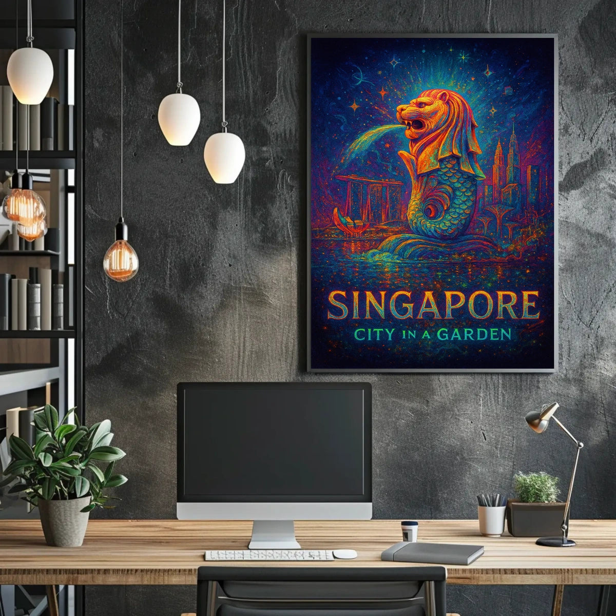 Singapore Skyline: Vibrant City in a Garden Poster
