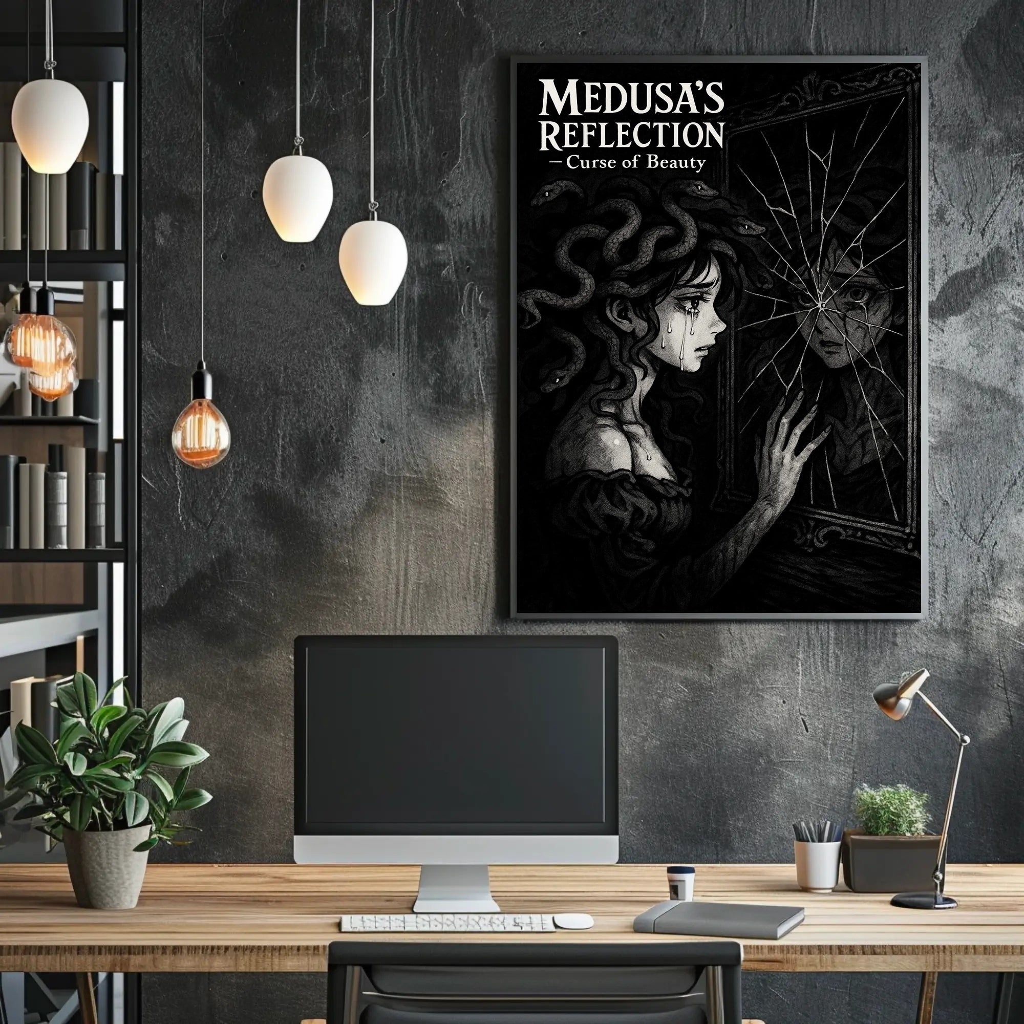 Medusa Tearfully Gazing Gothic Mythology Fantasy Art Poster