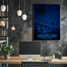 Naples Florida Nightscape Poster Coastline Wall Art 18x24