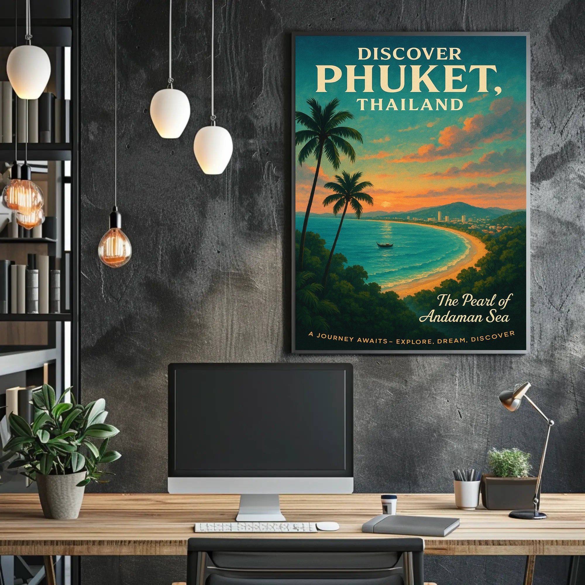 Phuket Travel Poster Vintage Beach Wall Art Print