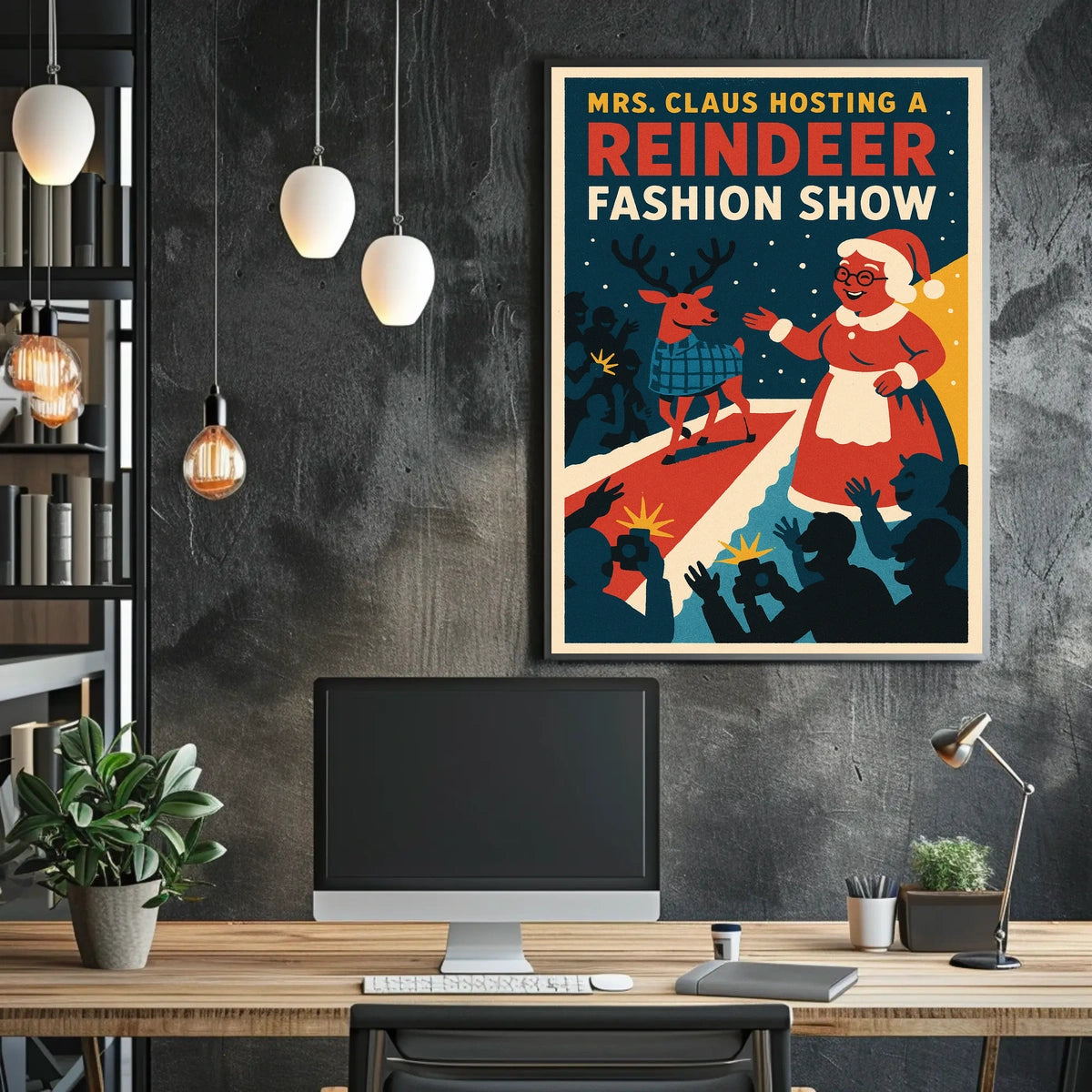 Reindeer Fashion Show: Retro Christmas Holiday Pop Culture Poster